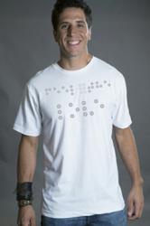 photo of geeky Braille t-shirt that says Feel the Love from Tees For Your Head